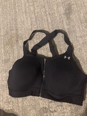 Under Armour Black Front-Zip High Support Sports Bra